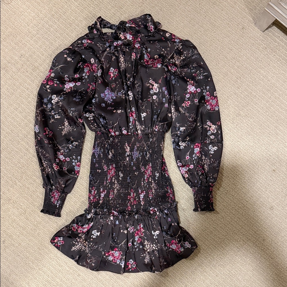 Cinq à Sept Black Floral Long Sleeve Dress